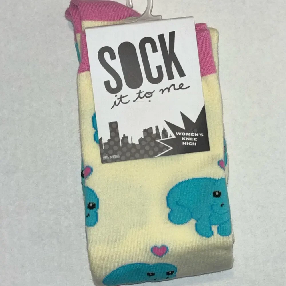 NWT Sock it to me Manatee Knee High Socks Women's tall socks blue/pink size 5-10